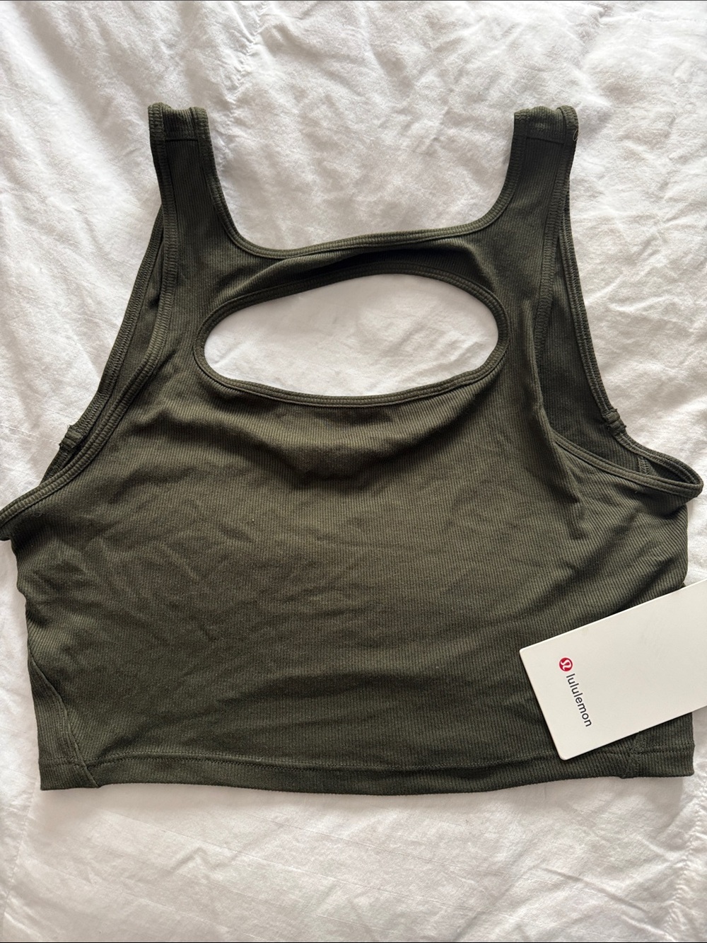 lululemon athletica Olive Ribbed Cutout Tank Sports Bra